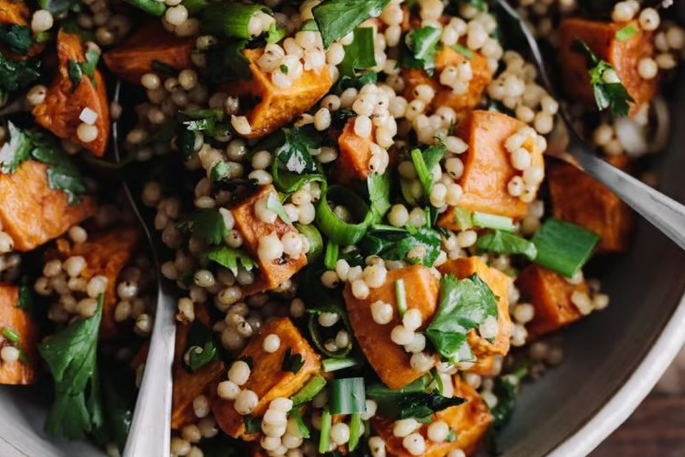 Roasted Sweet Potato w Pearl Couscous Salad
