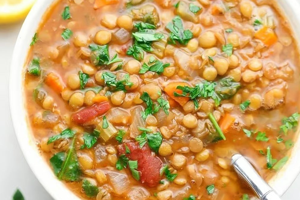 Roasted Vegetable Soup with Lentils