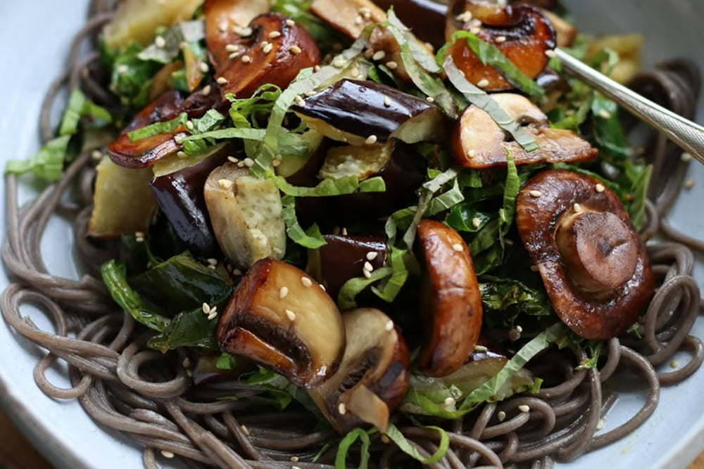 Soba Noodle Salad with Miso Mushroom
